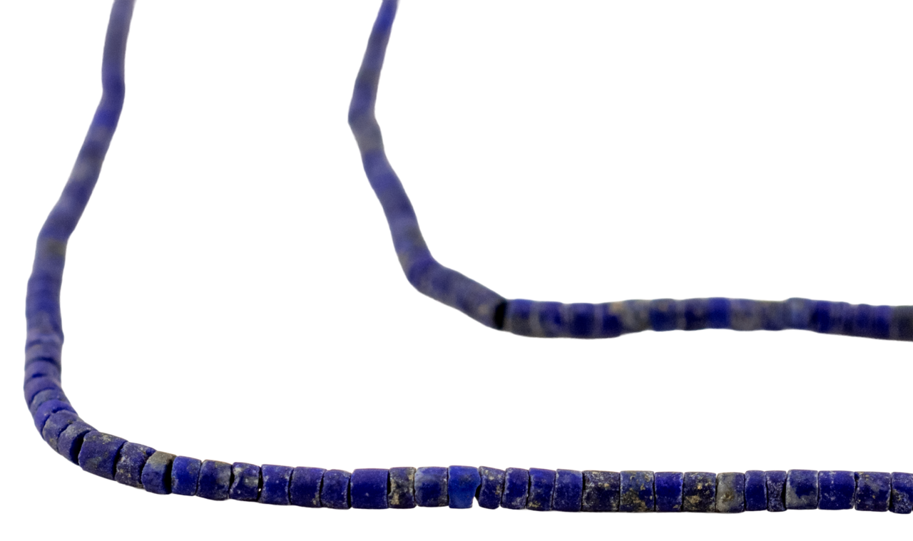 The Bead Chest Lapis Lazuli Tiny Cylindrical Heishi Beads 2mm Afghanistan Blue Gemstone 11-12 Inch Strand